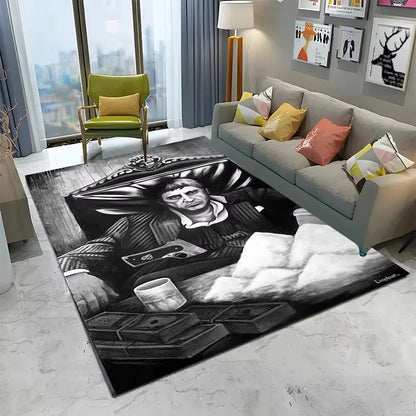 Scarface 3D Classic Movie Tony Carpet Rug for Home Living Room Bedroom Sofa Doormat Decor,kids Play Area Rug Non-slip Floor Mat