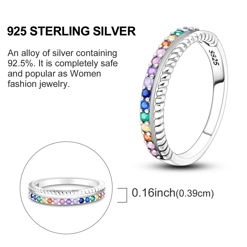 LAZA 925 Sterling Silver Colorful Rings Sparking Zirconium Bowknot Moon Sun Original Ring For Women Anniversary Wedding Gifts