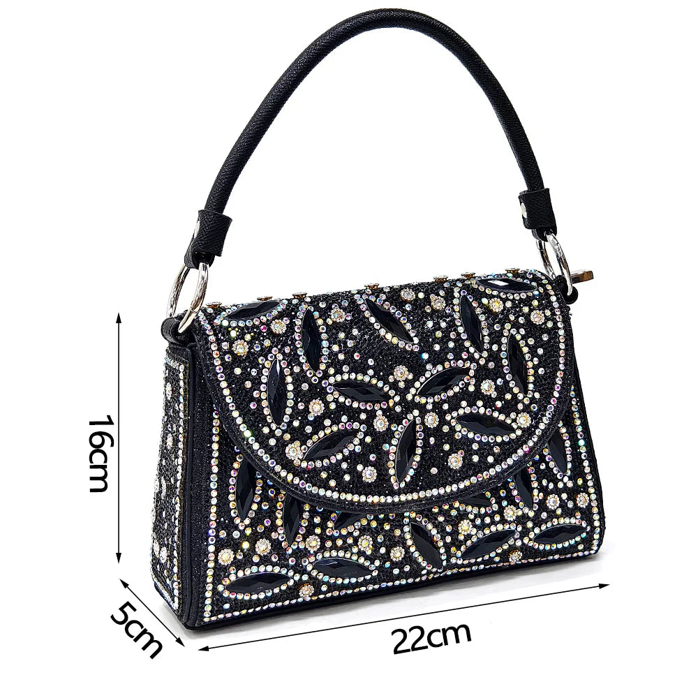 Elegant Women's Nigerian Fashion Pointed-Toe Party Shoe and Bag Set Rhinestone Luxurious Rhinestone Pumps for Special Occasions