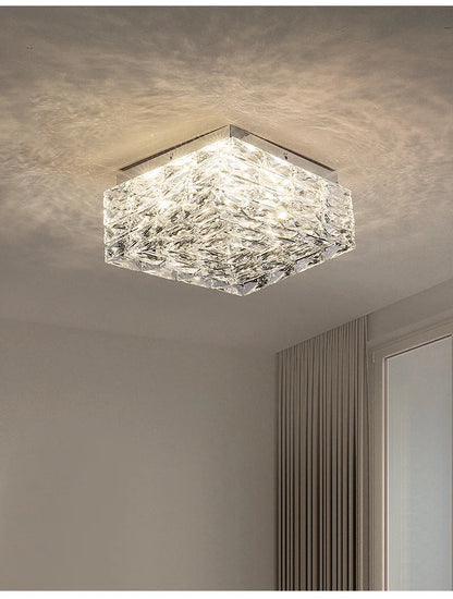 Modern Nordic Luxury Crystal LED Ceiling Light Gold Chrome Flush Mount Lamp for Living Dining Room Bedroom Home Decor Lighting