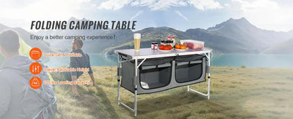 SucceBuy Camping Kitchen Table Quick Set-up Folding Camping Table MDF Camping Table for Outdoor Picnics BBQ Camping RV Traveling