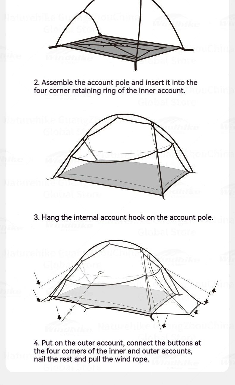 Naturehike Cloud Up Pro Tent Ultralight 1.36kg 1-2 Person 20D Waterproof Three Seasons for Camping Outdoor Hiking Backpack Tent