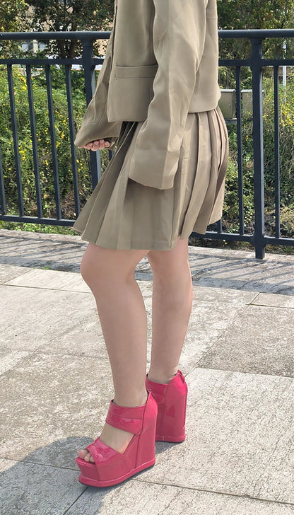 Women Thick Bottom High Heels White Platform Summer Roman Sandals 14CM Gladiator Non-Slip Wedge Shoes Model Sandalies Plus Size