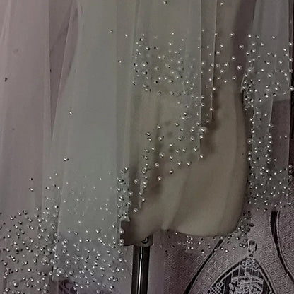 Solid White Full Pearl Veil Bridal Cathedral Wedding Accessories 2026 New Veil Elegant Veil Mariage Custom Made Veil