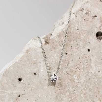 Round Moissanite Pendant Necklace D VVS1 Diamond 5mm/4mm Mini Single Solitaire Necklace Clavicle Chain Wedding Female Jewelry