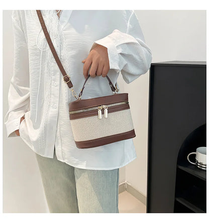 Fashion Round Bucket Bags For Women's Daily Used, Leopard Pattern Crossbody Shoulder Bag For Commuting, Casual Ladies Handbags