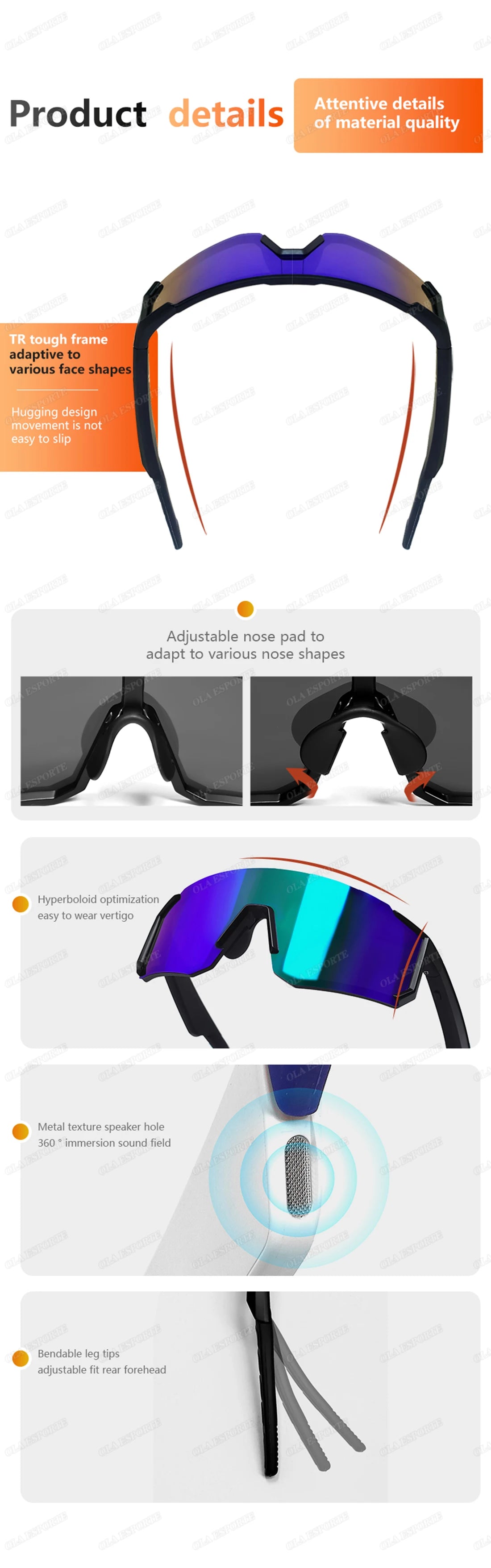 2026 New Smart Glasses Bluetooth Call Audio Music Player Glasses Smart Sunglasses UV Anti Glare Man Glasses for Outdoor Cycling
