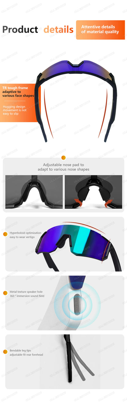 2026 New Smart Glasses Bluetooth Call Audio Music Player Glasses Smart Sunglasses UV Anti Glare Man Glasses for Outdoor Cycling