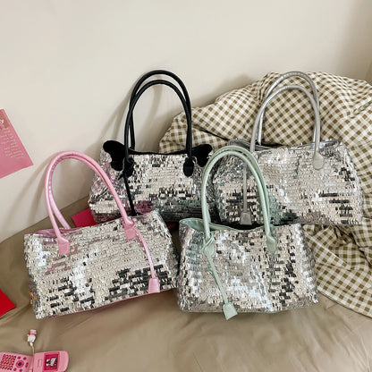LEFTSIDE Sequins Shoulder Bags for Women 2025 Designer New Trendy Fashion Evening Party Bling Square Bag Handbags and Purses
