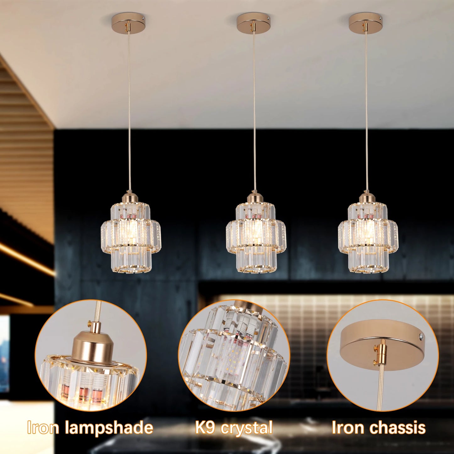Modern Pendant Lights Luxury Led Crystal Ceiling Lamp Nordic Design Chandelier Bedroom Dining Room Table Kitchen Island Decor