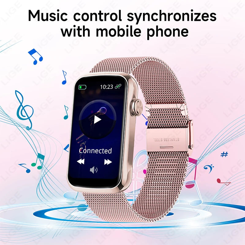 LIGE 1.47'' Smart Watch Women Men Smart Bracelet Heart Rate Step Count Sport Fitness Health Monitor Waterproof Smartwatch Ladies