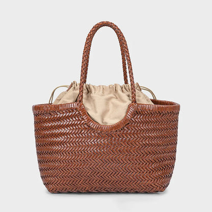 Handbags Women's Genuine Leather Shoulder Bag Weaving Casual Shopping Bag Vintage Big Tote Purse Cowhide Cross Hand Bags Lady