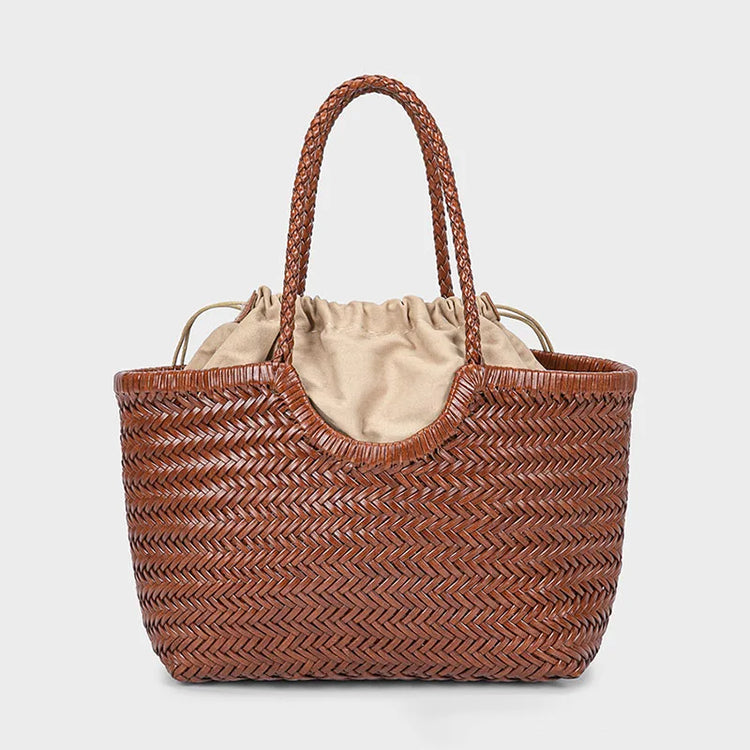 Handbags Women's Genuine Leather Shoulder Bag Weaving Casual Shopping Bag Vintage Big Tote Purse Cowhide Cross Hand Bags Lady