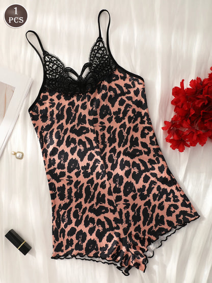 1-Piece Women's Sleeveless Pajama Romper Suitable for Sleep and Casual Wear, Women's Loungewear