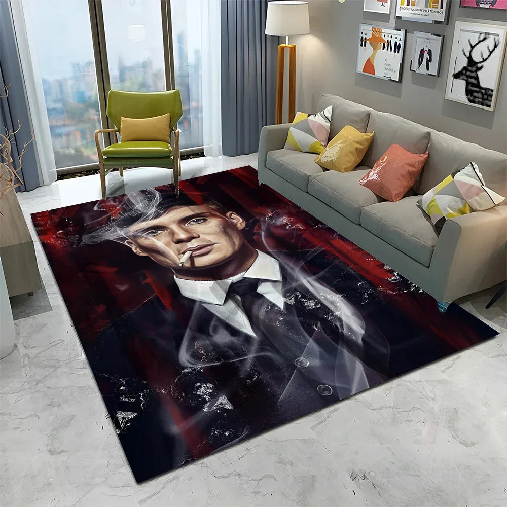 HD Tommy Shelby 3D P-Peaky Blinders Carpet Rug for Home Living Room Bedroom Sofa Doormat Decor,kids Area Rug Non-slip Floor Mat