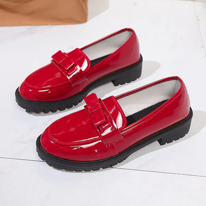 European and American Luxury Womens Leather Shoes Autumn New Outdoor Leisure Loafers Fashion Lacquer Leather Women's Shoes