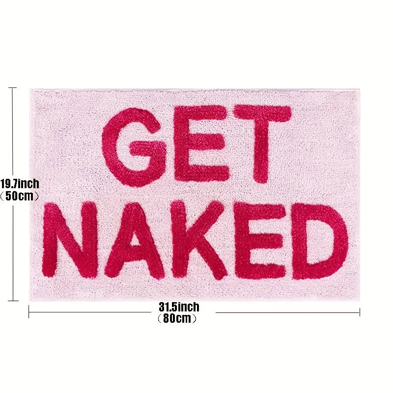 Get Naked Bath Mat Cute Bathroom Rugs Non Slip Microfiber Bath Rugs Funny Bathroom Decor for Apartment Pink Bath Mat for Bathtub