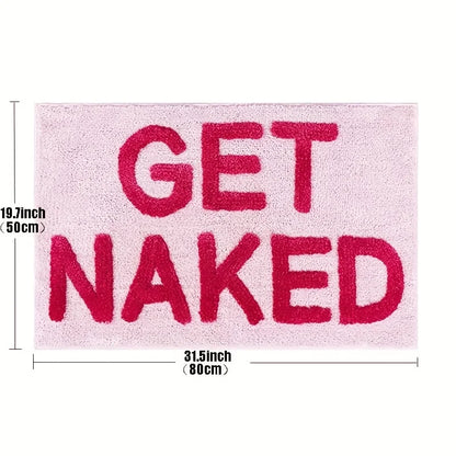 Get Naked Bath Mat Cute Bathroom Rugs Non Slip Microfiber Bath Rugs Funny Bathroom Decor for Apartment Pink Bath Mat for Bathtub