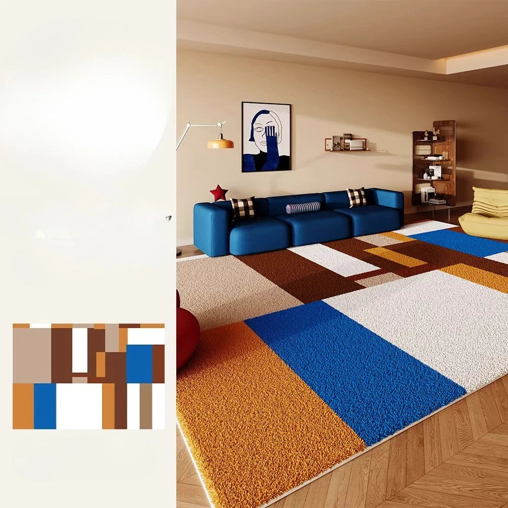 Retro Style Rugs for Bedroom Large Area Living Room Decoration Anti-slip Carpet Thick Plush Floor Mat Fluffy Soft Cloakroom Rug