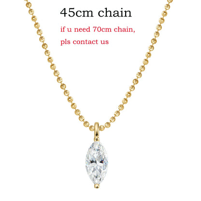 Smyoue 3CT 7*14MM Marquise Cut Moissanite Necklace for Women Solitaire Pendant Sparkling Chain Lab Diamond Pure 925 Jewelry