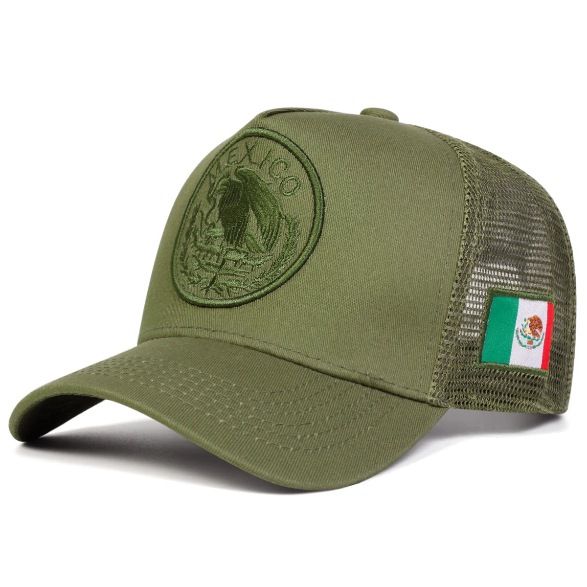 Unisex Mexican Flag Embroidery Baseball Net Caps Adjustable Casual Hats Spring and Summer Outdoor Sunscreen Hat