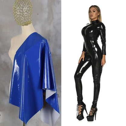 Women Sexy Faux Latex Jumpsuist Long Sleeve Glossy Patent Leather Jumpsuits Stretch PU Bodycon Rompers Clubwear Overalls Custom