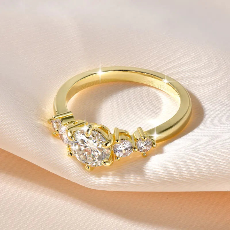 IOGOU 14K Gold Filled 1.0CT 6.5MM D Moissanite Diamond Rings Wedding Engagement Finger Band for Women Exquisite Promise Jewelry