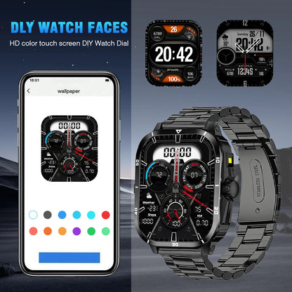 Smart Watch, Full Touchscreen Sports Watch, Bluetooth Calling, With Flashlight, Unisex, Compatible with Android and iPhone.