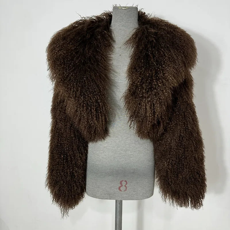 Mongolian Sheep Fur Women Coat Winter Warm Real Fur Cloth 2026 Natural Sheep Fur Clothes