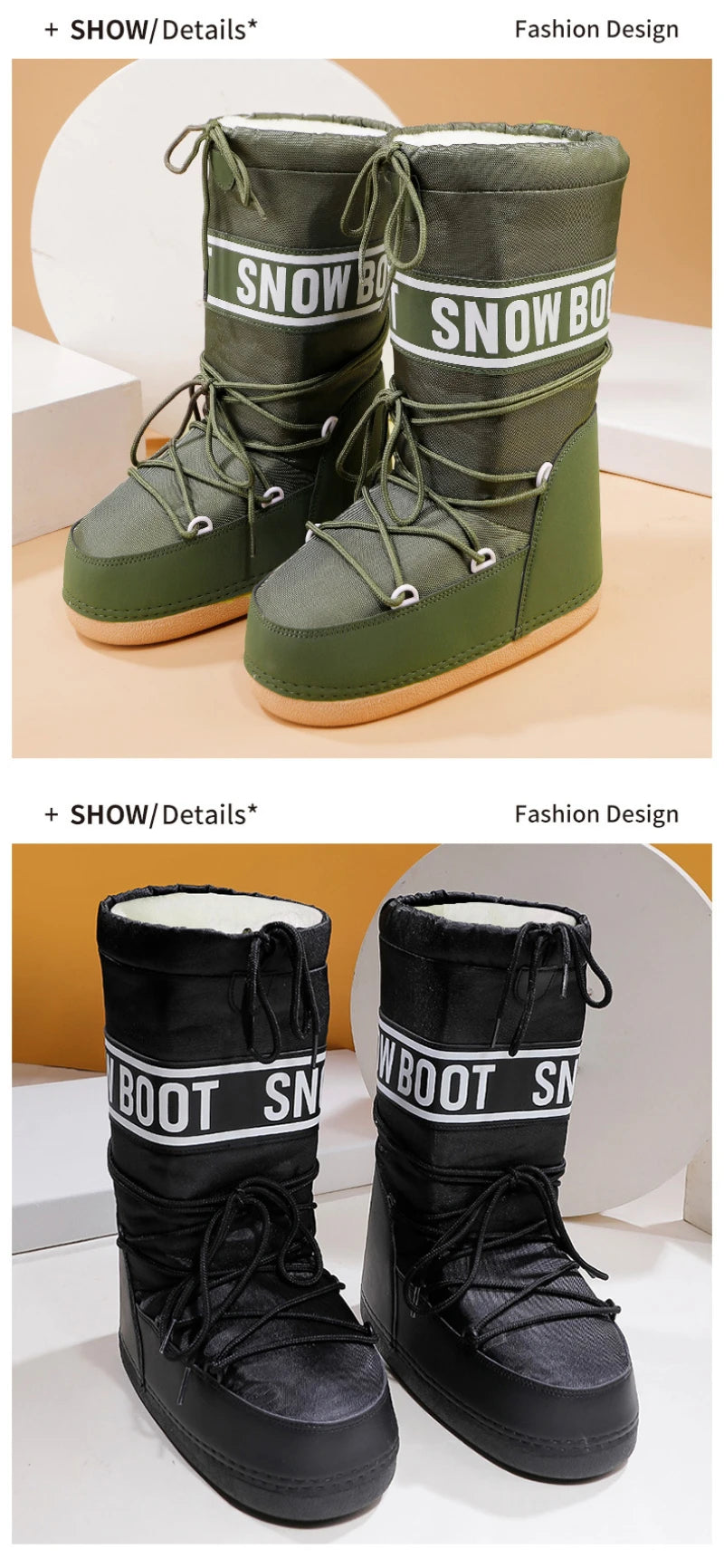 2026 New Women High‑Tubed Moon Boots Space Snow Boots Round‑Toe Lightweight Thick‑Sole Warm Insulated Skiing Winter Outdoor Cott