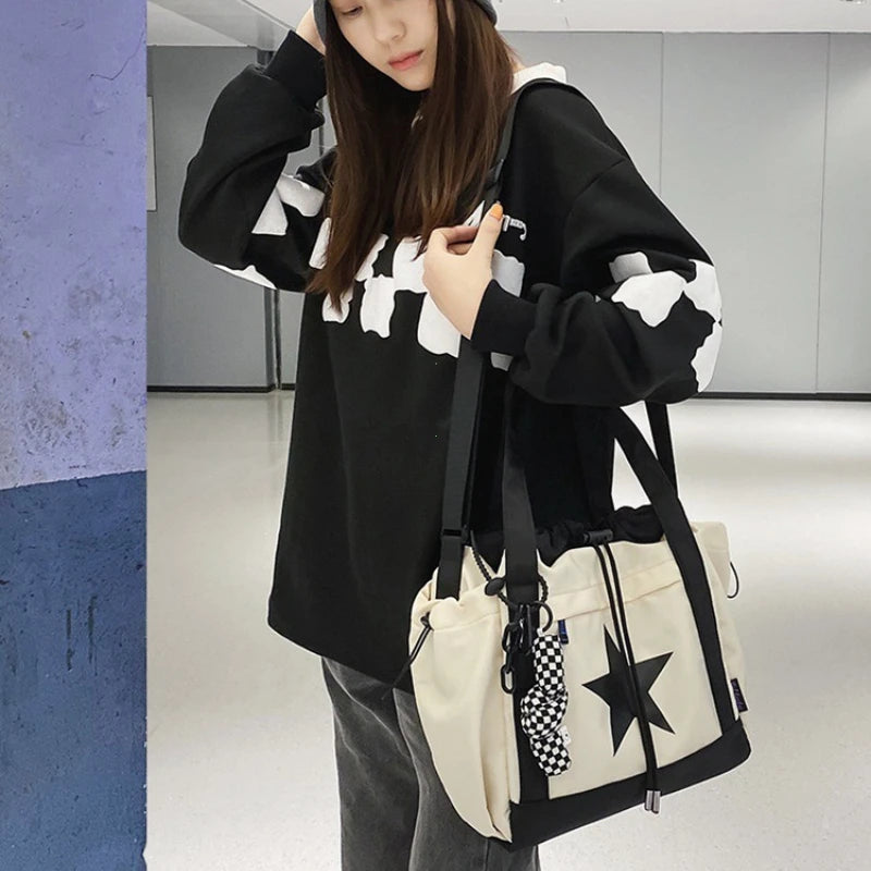 Women New Crossbody Bag Wholesale Large Capacity Couple Shoulder Bag New Casual Nylon Tote Bag Luxury Drawstring Handbag 2025