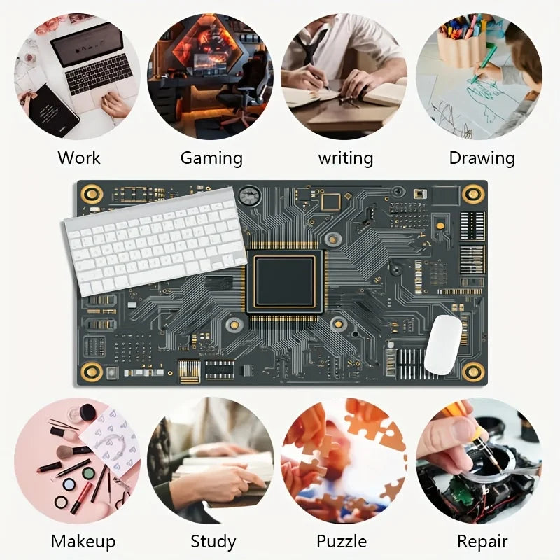 Chip Tech Trend Mouse Pad Large Computer Office Game Table Mat Rubber Anti-slip Stitched Edge Keyboard Mat 90x40 XXL Desk Pads
