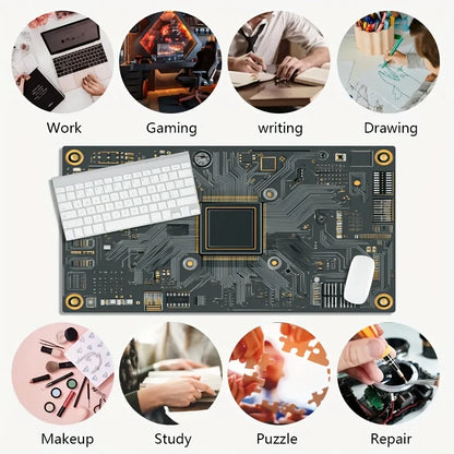 Chip Tech Trend Mouse Pad Large Computer Office Game Table Mat Rubber Anti-slip Stitched Edge Keyboard Mat 90x40 XXL Desk Pads