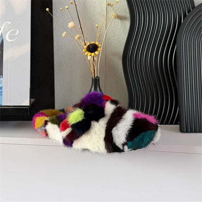 Slippers Shoes for Women 2026 Flat Real Fur Mink Slippers Soft Indoor Women's Slippers Flip Flops Woman Luxury Designer Shoes