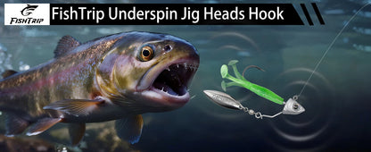FishTrip 6-Pack Underspin Jig Heads Hook,  with Brass Blade Fishing Hook for Bass & Saltwater Fishing