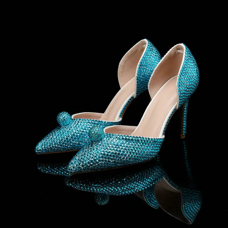 Ins Fashion Runway Show Luxury High Heel Color Hot Diamond Gradient Women'S Shoes Sandal Blingbling Wedding Shoes Dinner Pumps