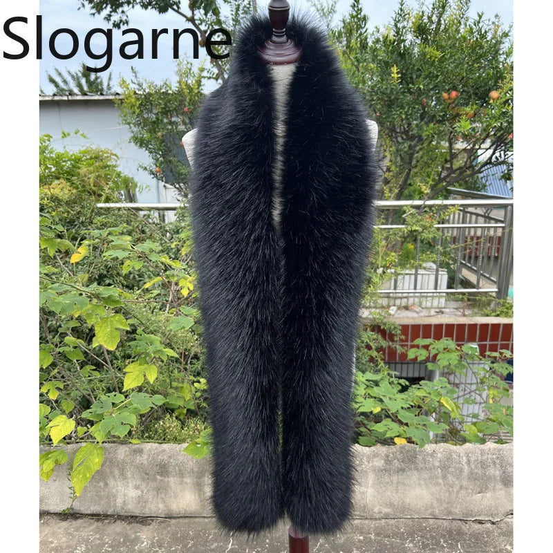 American 180cm Super Long Faux Fox Fur Scarf Winter Women Cosplay Warm Fashion Neck Decor Fluffy Shawl Wrap Luxury Furry Scarves