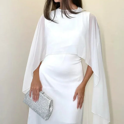 Elegant Shawl Women's Maxi Dress O-neck Sleeveless White Slim Vestido 2026 NEW Summer Classic Evening Party Prom Lady Long Skirt