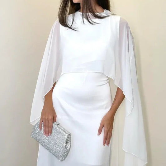 Elegant Shawl Women's Maxi Dress O-neck Sleeveless White Slim Vestido 2026 NEW Summer Classic Evening Party Prom Lady Long Skirt