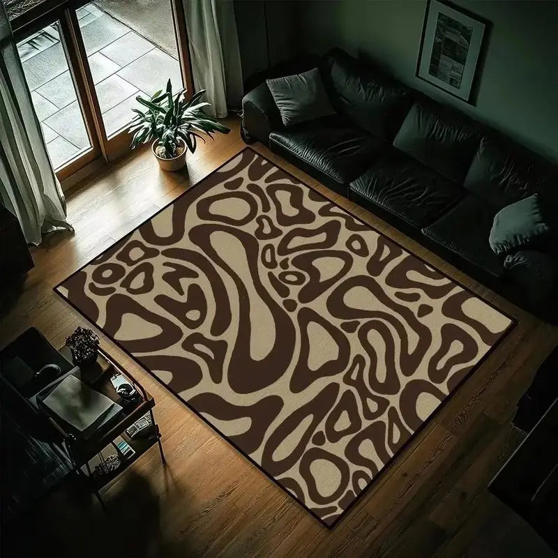 Modern Abstract Swirl Rug Non Slip Large Living Room Carpet Bedroom Gaming Room Floor Mat Home Decor Contemporary Area Rugs
