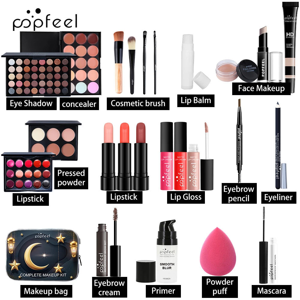 POPFEEL 24-Piece Festival Makeup Set-Versatile Cosmetic Collection Perfect for Gifting to Moms, Girlfriends, and Girls.Daily Use