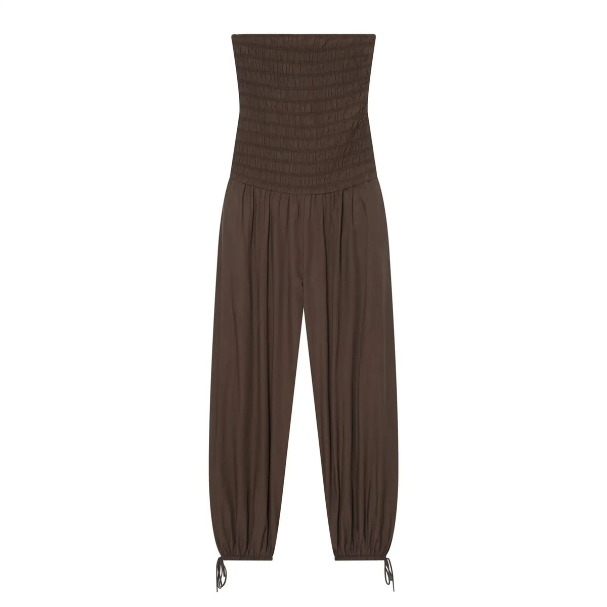 New Low Cut Rompers Playsuits For Ladies Solid High Waist Tube Top Casual Jumpsuit Fashion Sexy Strapless Wide Leg Pant Jumpsuit