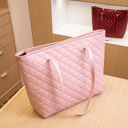 Large Capacity Tote Bag Casual Zipper PU Ladies Handbags Mommy Bag Women