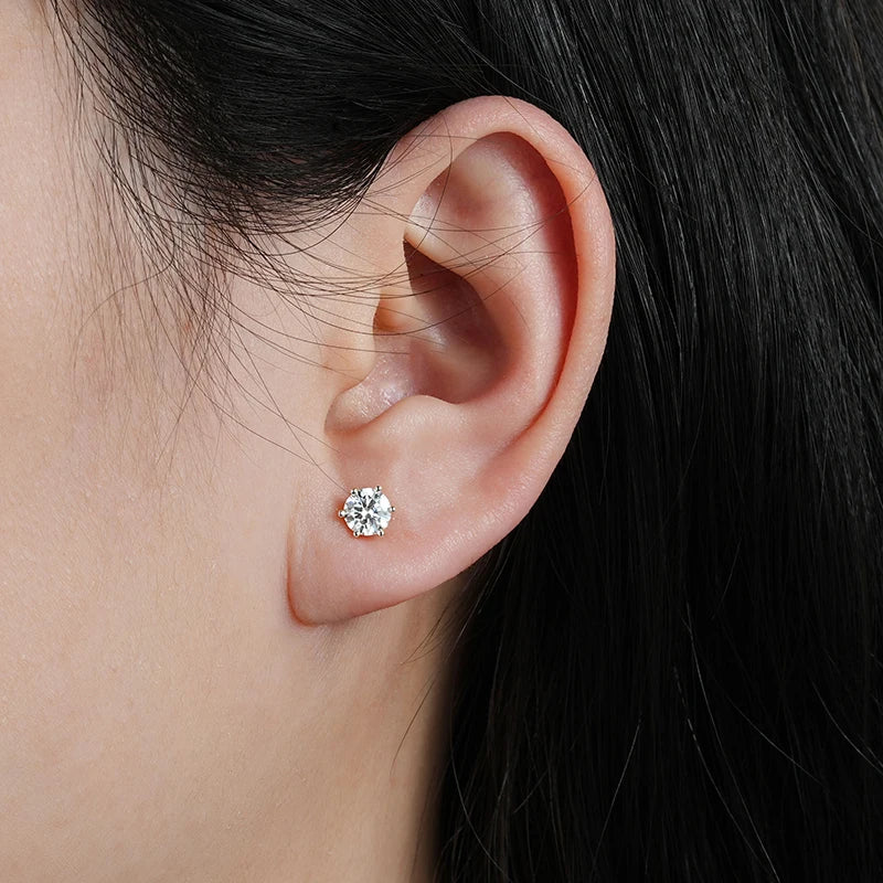 Lnngy 0.5ct-3ct D-Color Moissanite Stud Earring 14k Gold Filled Lab Created Imitation Diamond Earrings For Women Gilrs Jewelry