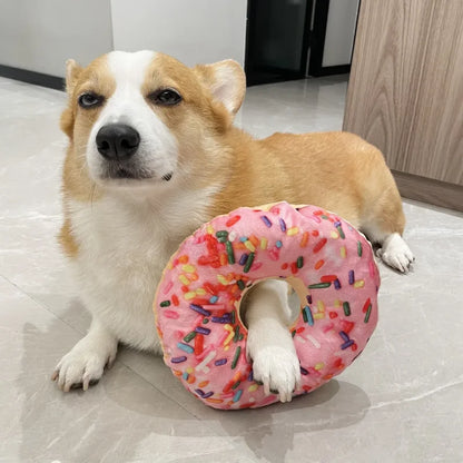 New Plush Dog Toy Doughnut Pizza Shape Pet Squeaky Toys for Small Large Dogs Cleaning Teeth Puppy Chew Sound Toy Pet Supplies