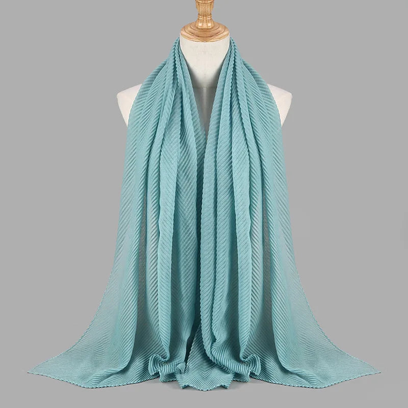 Women Plain Cotton Scarf Head Hijab Wrap Solid Full Cover-up Shawls Foulard Femme Headband Crinkle Muslim Hijabs Store 2024 NEW