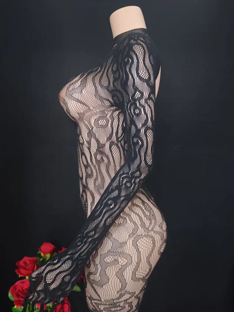 Hot Sexy Leopard Fishnet Bodysuit Women Sexy Lingerie Porn Roleplay Outfits Full Bodystockings Lace Underwear Fashion Jumpsuit