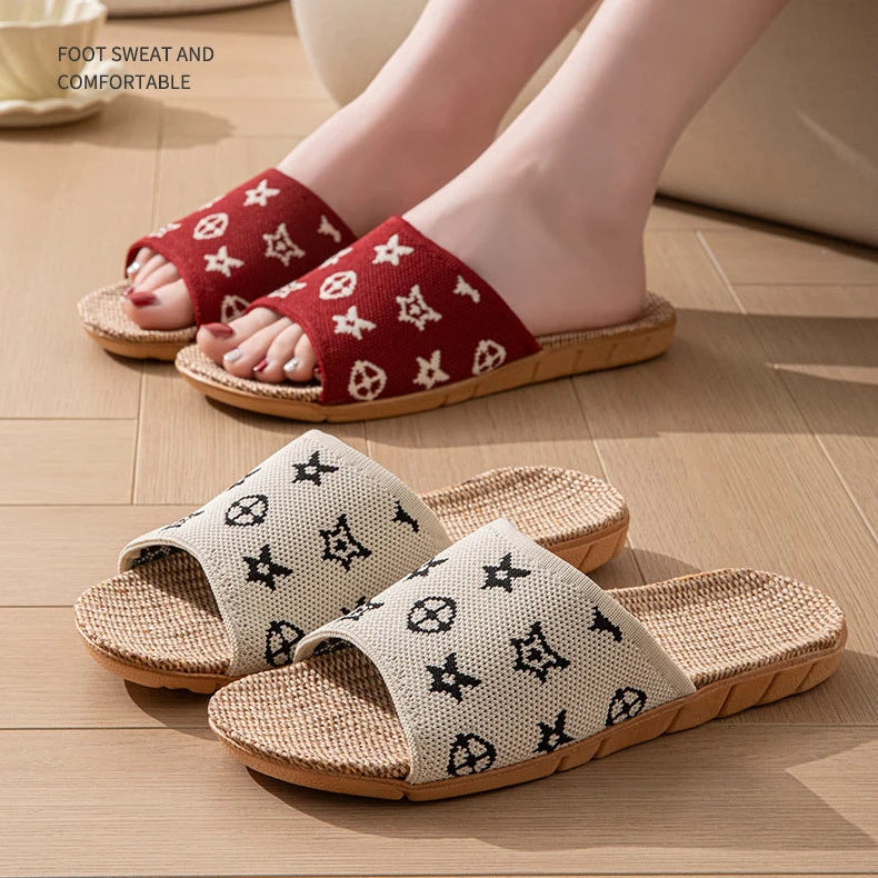Hemp Women's Slippers Home Spring Summer Luxury Designer Woman Shoes Flats Indoor Elegant Slides Fashion Soft Sole Lightweight