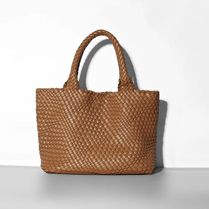 Large-Capacity Designer Knitting Fashion PU Leather Women's Shoulder Bag Handbags for Beach Travel Single-Shoulder Ladies Bag