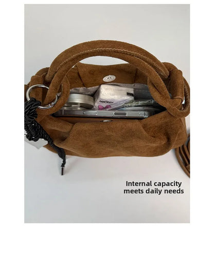 Small Suede Fashion Leather Shoulder Bags for Women 2025 Luxury Designer Brand Trend Crossbody Bag Females Short Handle Handbags